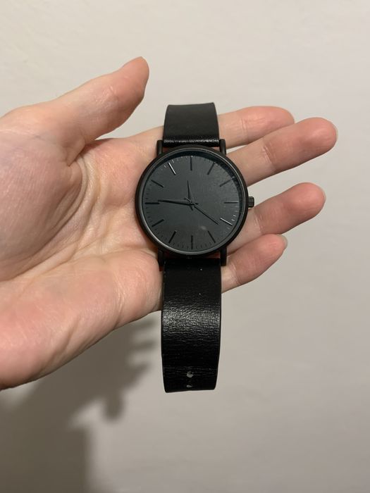 Zegarek czarny matowy meski h&m skorzany pasek
