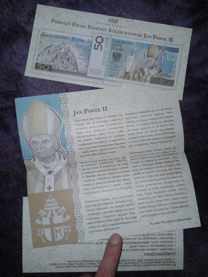 Folder banknot kolekcjonerski 50 zł Jan Paweł II