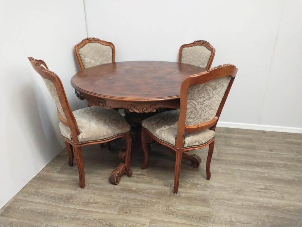 Barokowy Komplet Stół i 4 Krzesła