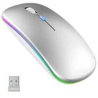 Mysz Bezprzewodowa podświetlana akumulatorowa srebrna