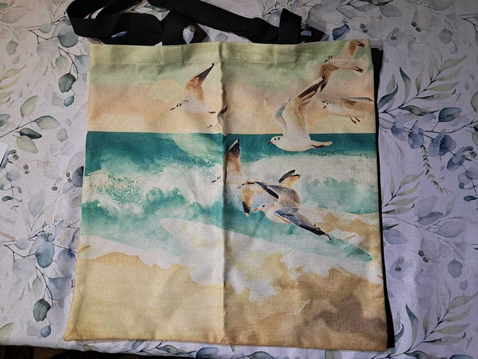 torba na zakupy morze i ptaki  shopperka