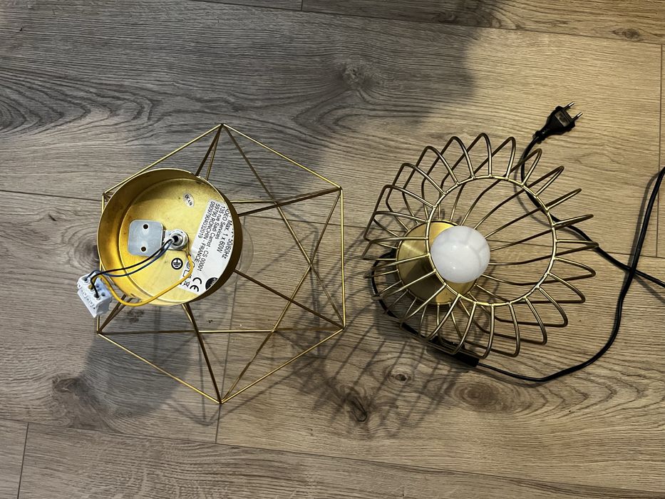 Lampa wisząca i lampka nocna złota, komplet