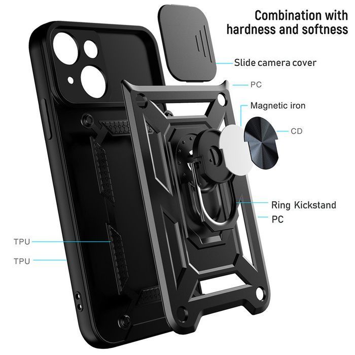 Slide Camera Armor Case Do Motorola Edge 50 Fusion 5G Czarny
