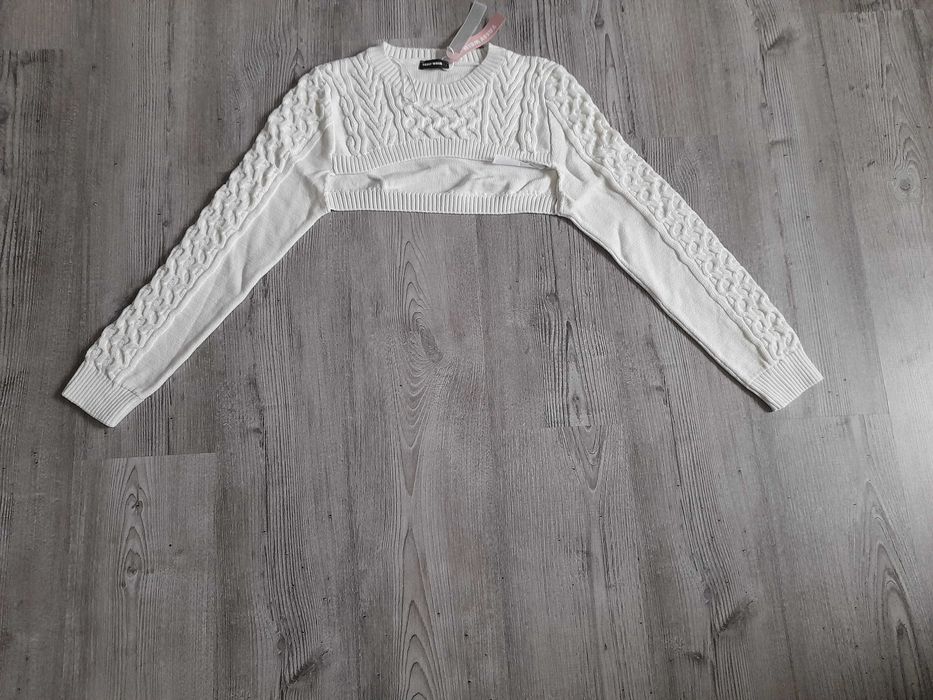 Krótki sweter z plecionym wzorem/sweterkowe bolerko Tally Weijl roz.L