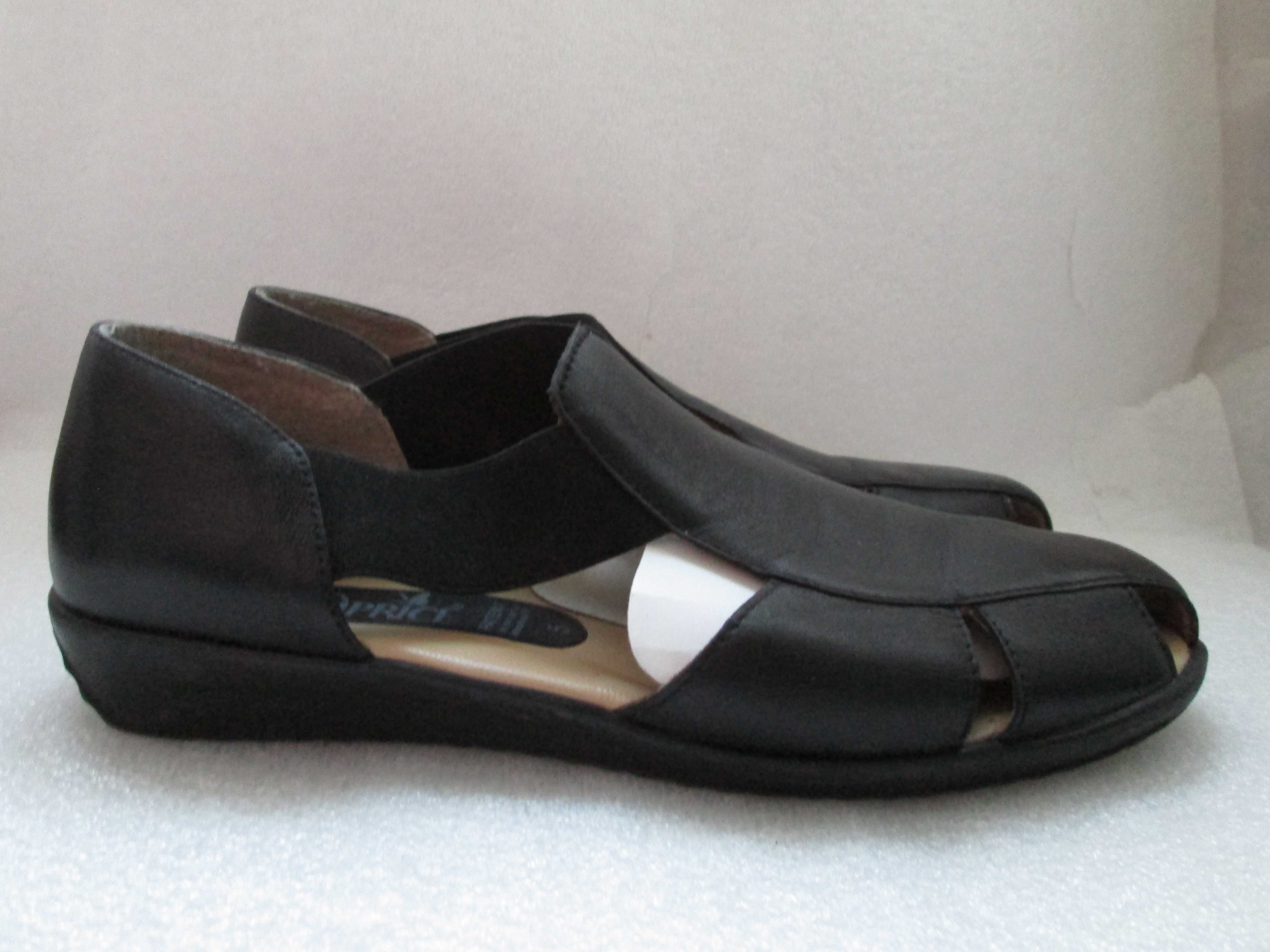 CAPRICE sandały damskie czarne skórzane r. 38 idealne