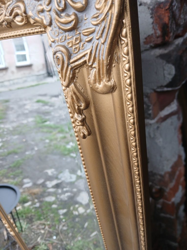 Duże lustro' złota rzeźbiona rama. lite drewno .176x74 Idealne