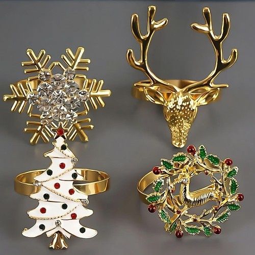 Christmas accessories. Zestaw Świątecznych Kółek do Serwetek (4szt.)