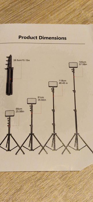Zestaw studyjny, statywy, LED
