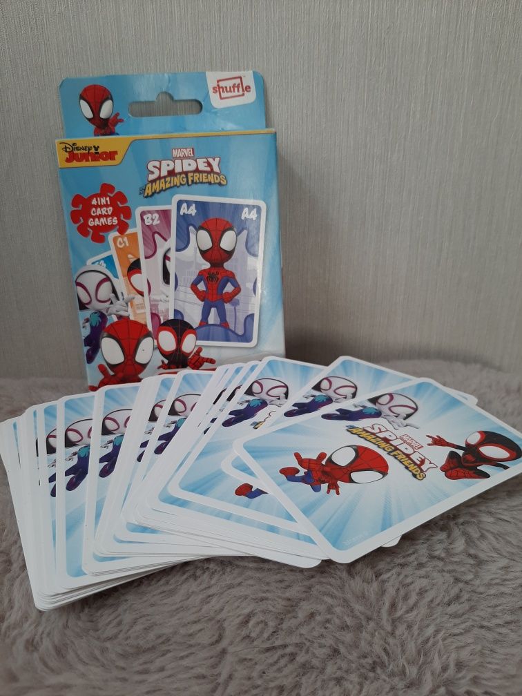 Gra dla dzieci Marvel Spidey Disney junior shuffle Spiderman karty
