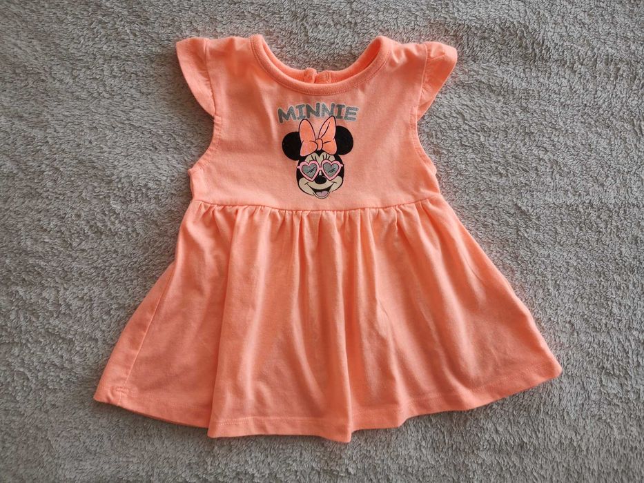 Pomarańczowa melanż neonowa sukienka myszka Minnie Disney 62 jak nowa