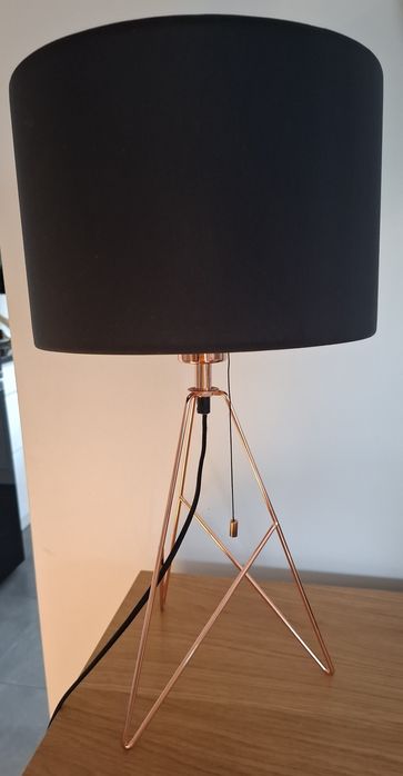 Lampa stołowa E27 IP20 miedziana z czarnym abażurem