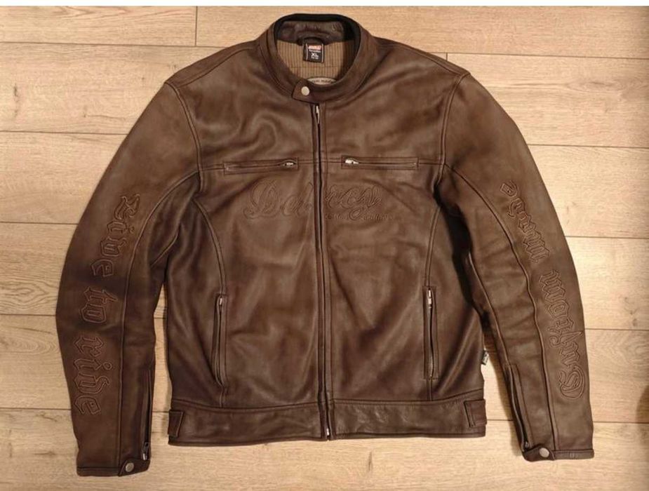 delroy р. xl коричнева шкіряна нубук куртка байкерська чоловіча мото