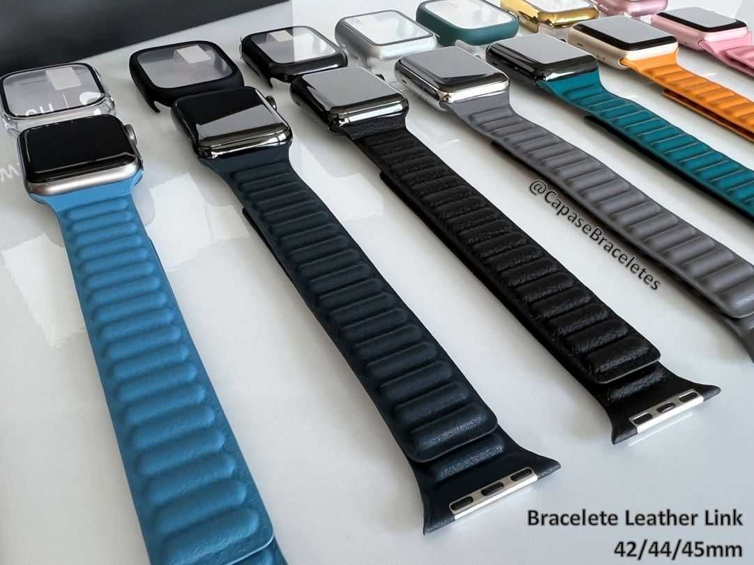 Bracelete Leather Link para Apple Watch 42/44mm