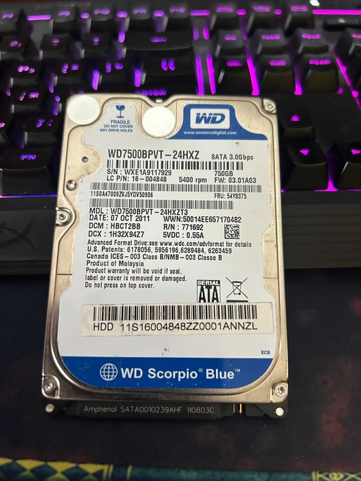 Жорсткий диск WD Western Digital 750Gb 2,5 для ноута/ПК