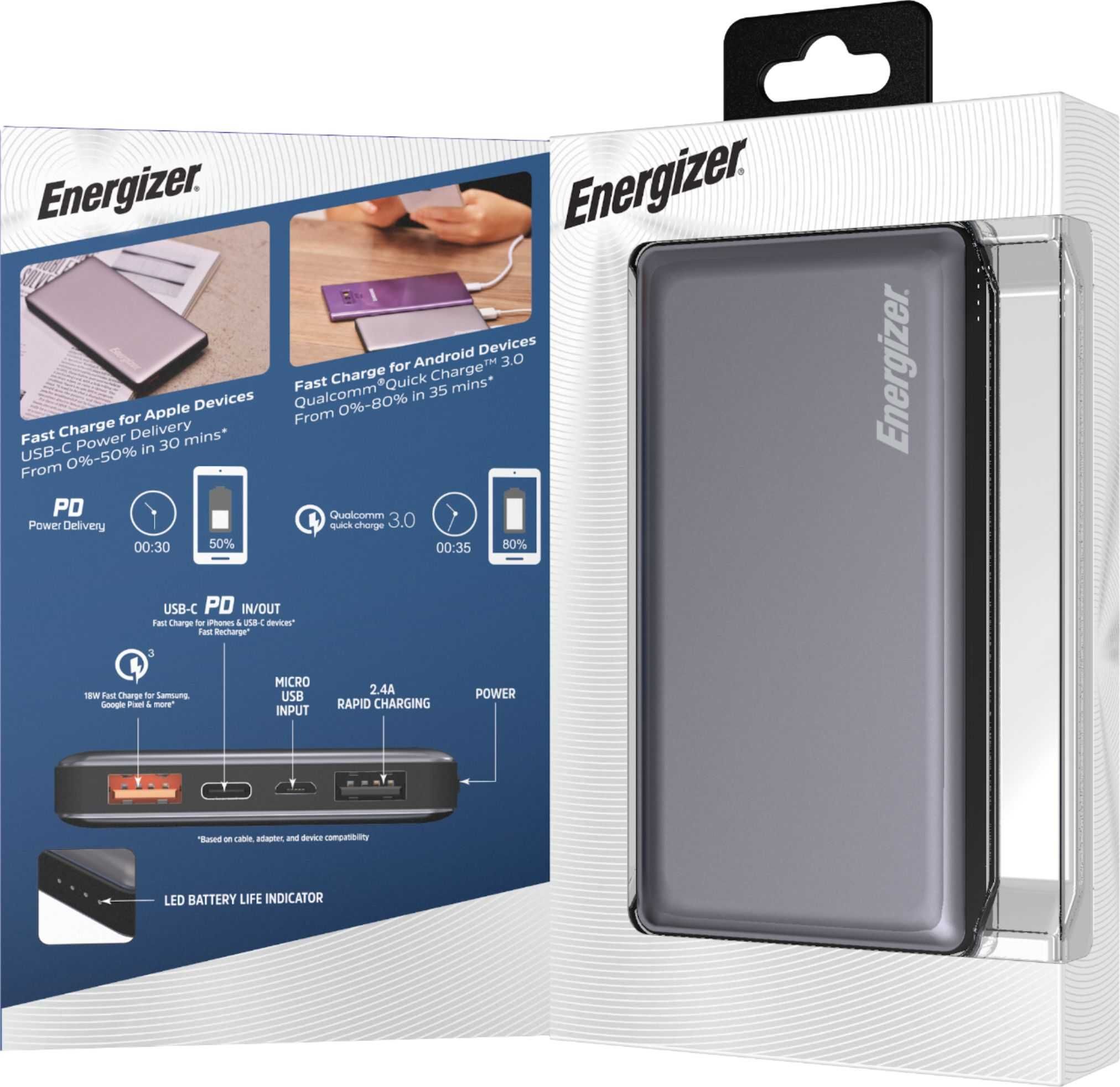 Павербанк Energizer Ultimate Power Bank з швидкою зарядкою 10000 mAh