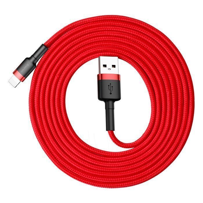 Baseus Cafule Cable - Nylonowy Kabel USB/Lightning 2M, Czerwony