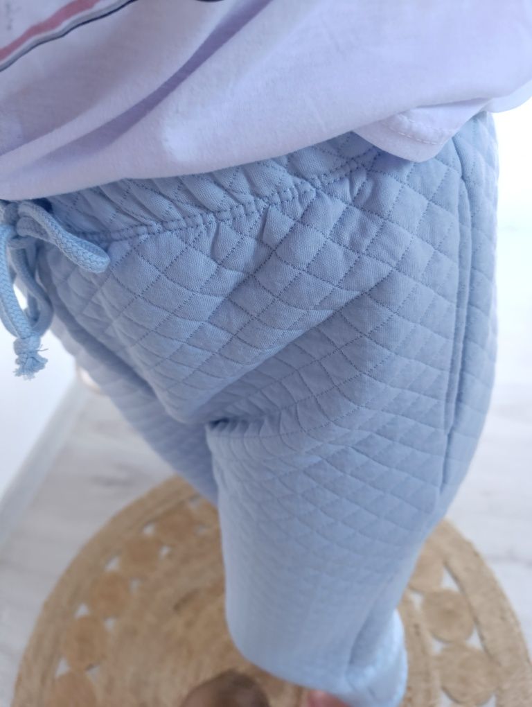 Dresy spodnie dresowe pikowane baby blue S/M luźne nowe TopShop