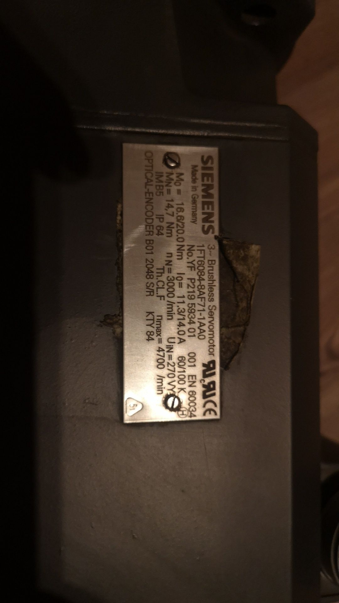 Serwomotor Siemens 1FT6084-8AF71-1AA0