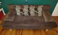 Wersalka brązowa rozkładana kanapa sofa welur zamsz 80x200 160x200