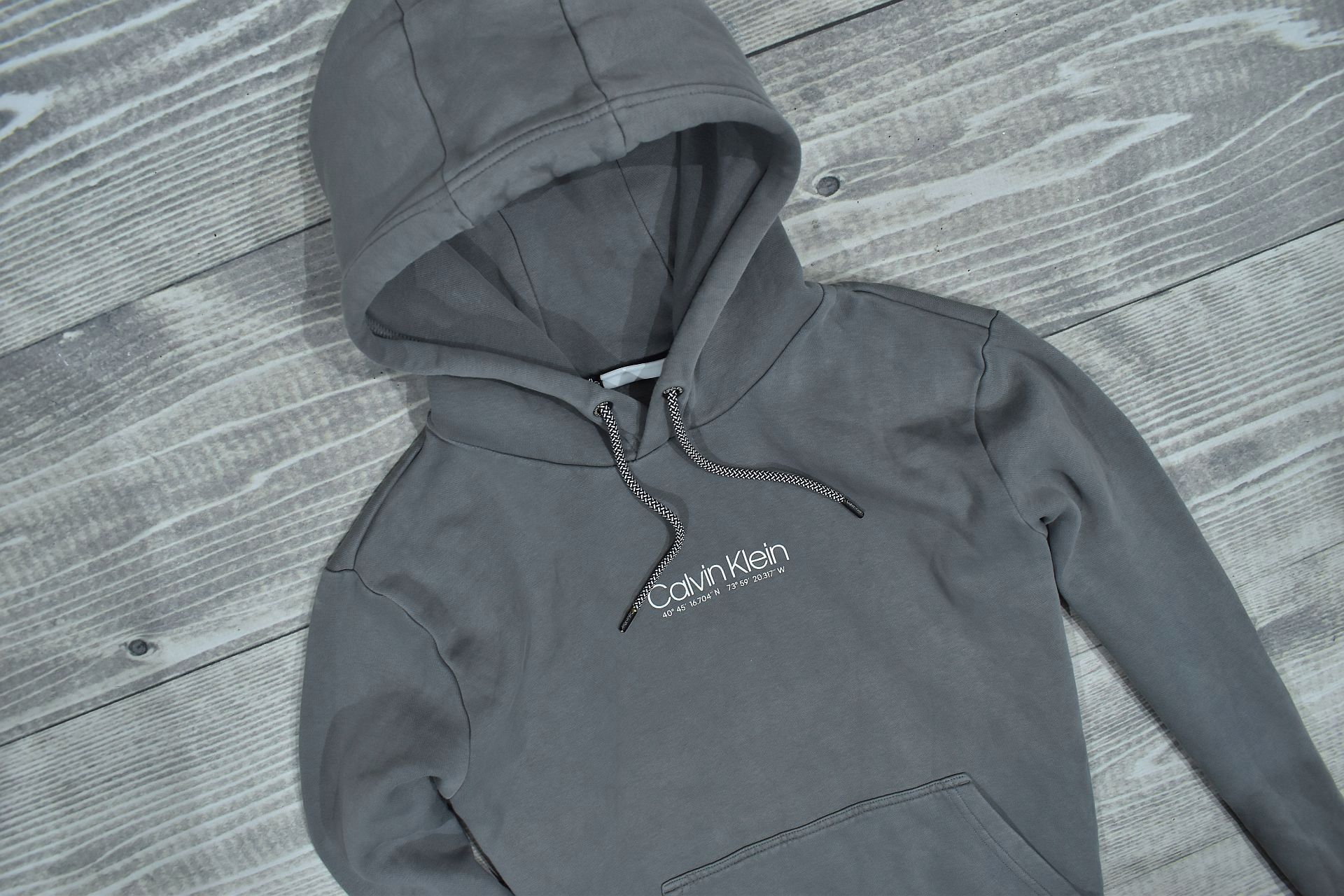 Calvin Klein Męska Szara Bluza Z Kaputrem Regular Fit M