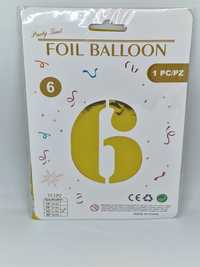 Balon foliowy w kształcie cyfry 6 złoty balon dekoracja ozdoba