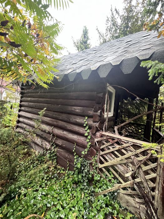 Деревʼяний будинок під розбір без землі з вікнами та дверима