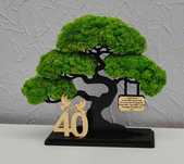 Drzewo bonsai mech 3D stojące rocznica ślubu złote lustro grawer 27x25