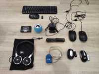 Teclado, ratos, webcam, leitor cartões, phones, USB hub, speaker