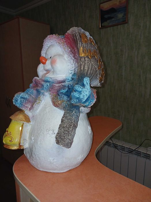 Сніговик гипсовий під ялину або садовий декор