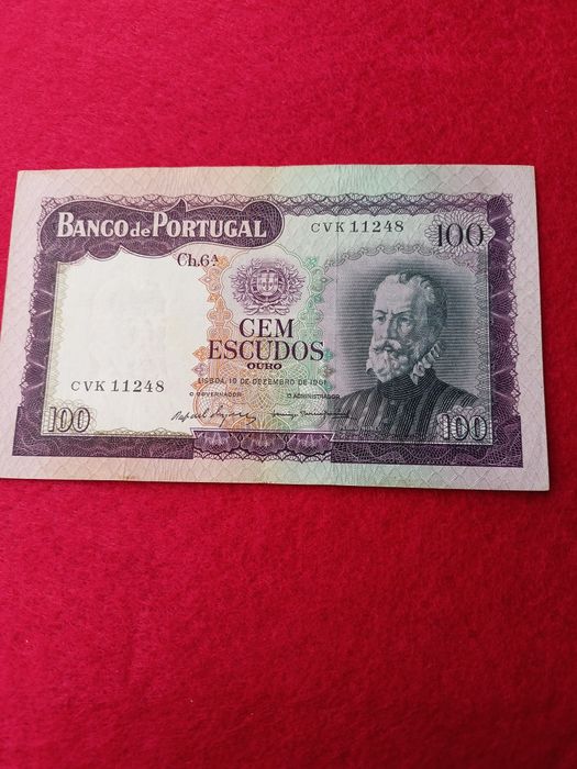 Nota 100 Escudos Pedro Nunes 1961 "Bela"