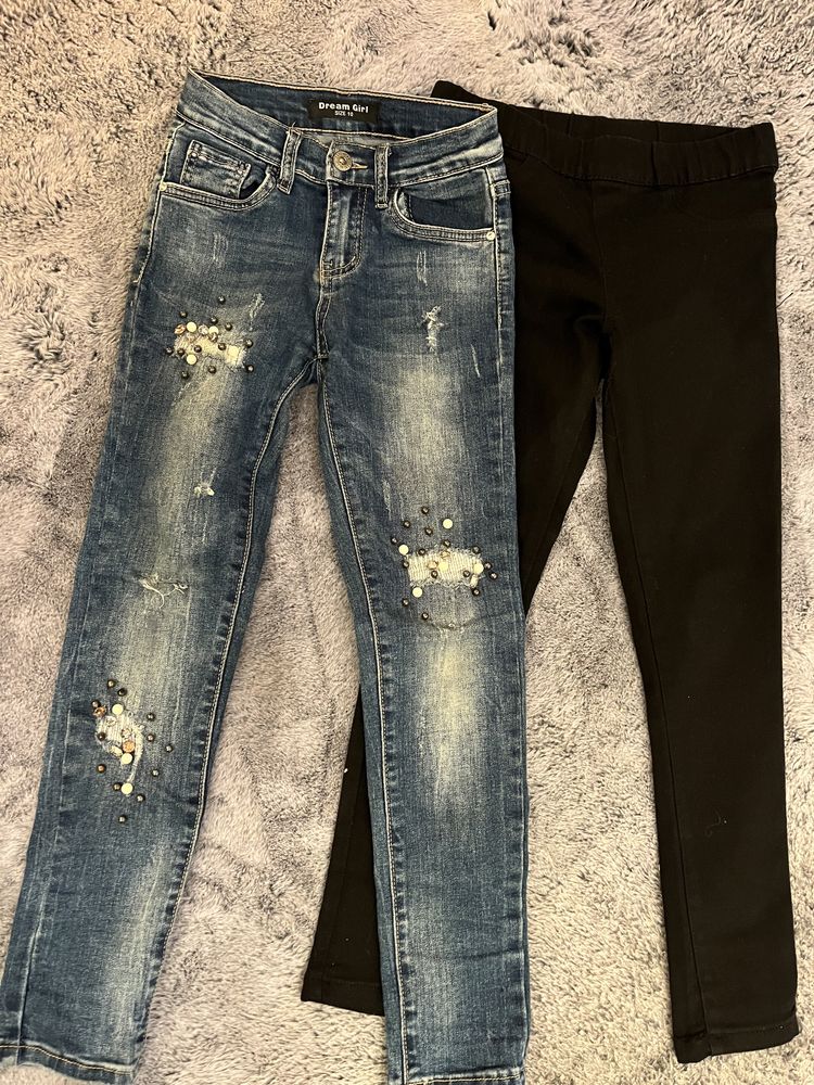 Spodnie jeansy 2 pary niebieskie i czarne 10 lat