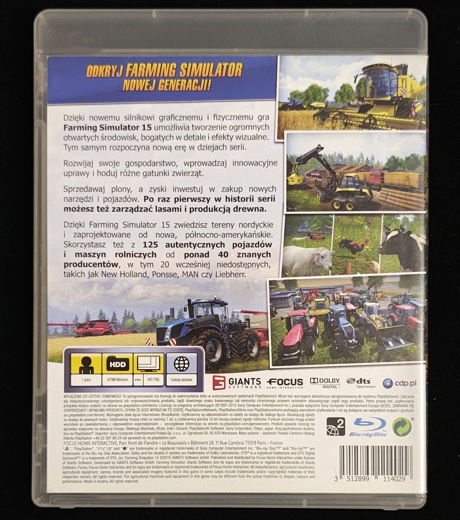 Farming Simulator 15 Gra na PS3 po polsku Komplet 3xPL 100% Sprawna
