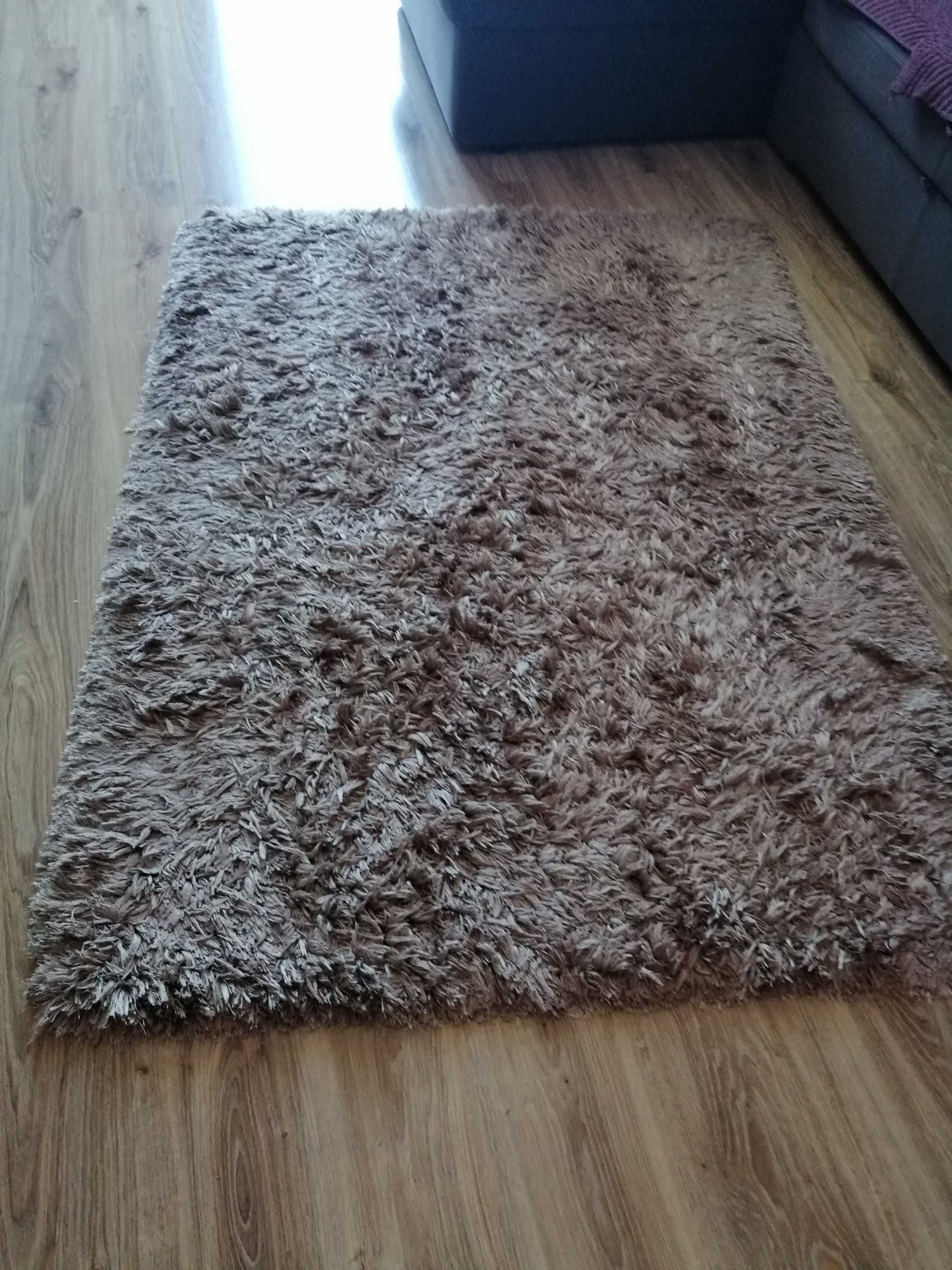 Dywan shaggy 165x125 beżowo-srebrny
