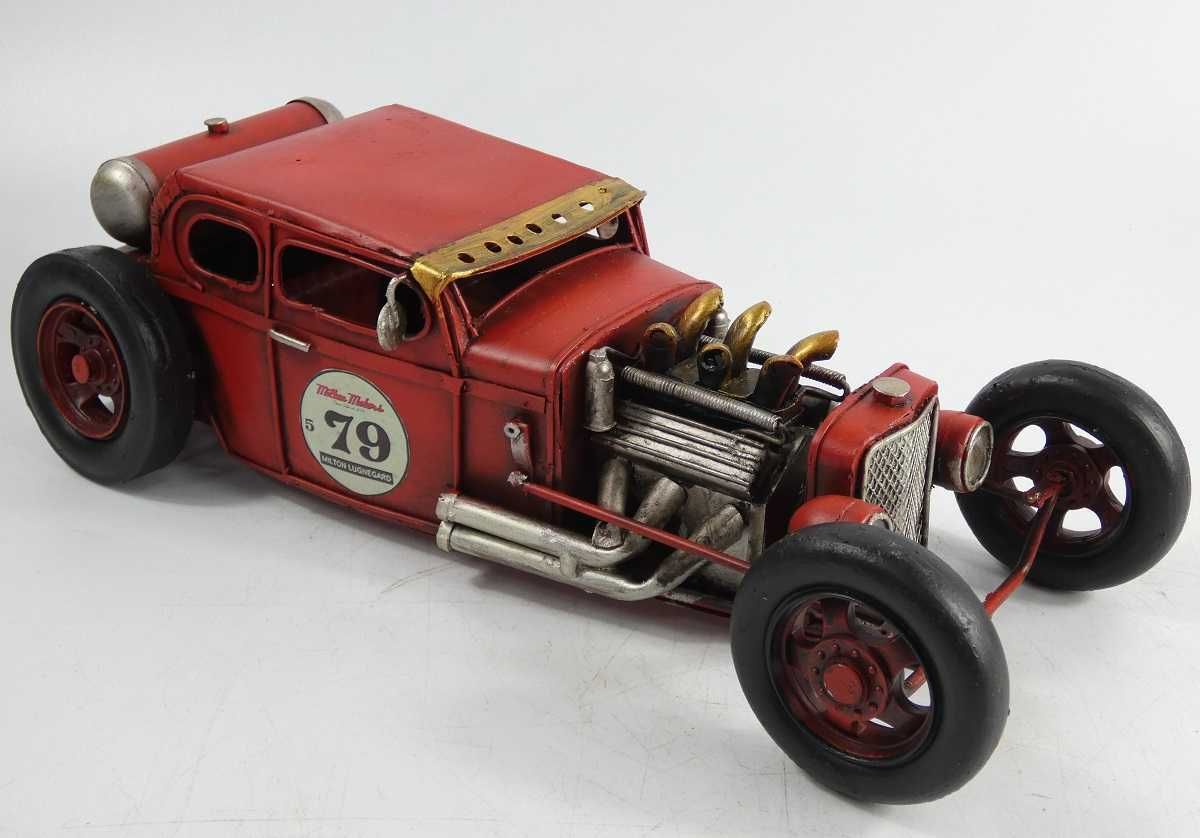 Metalowy model pojazd HOT ROD auto czerwony 31,5cm