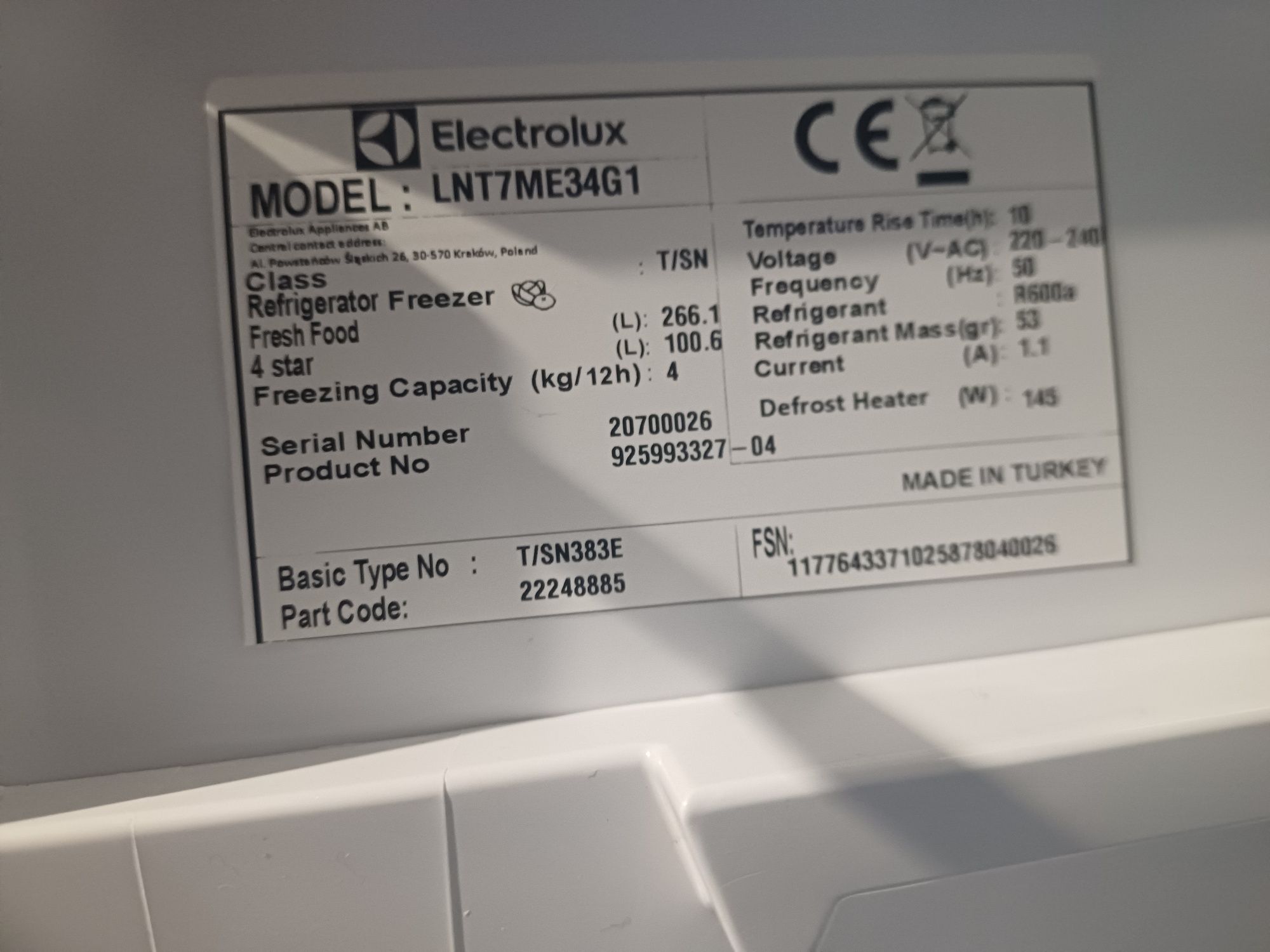 Lodówko zamrażarka Electrolux białe szkło Twin Tech NoFrost A ++