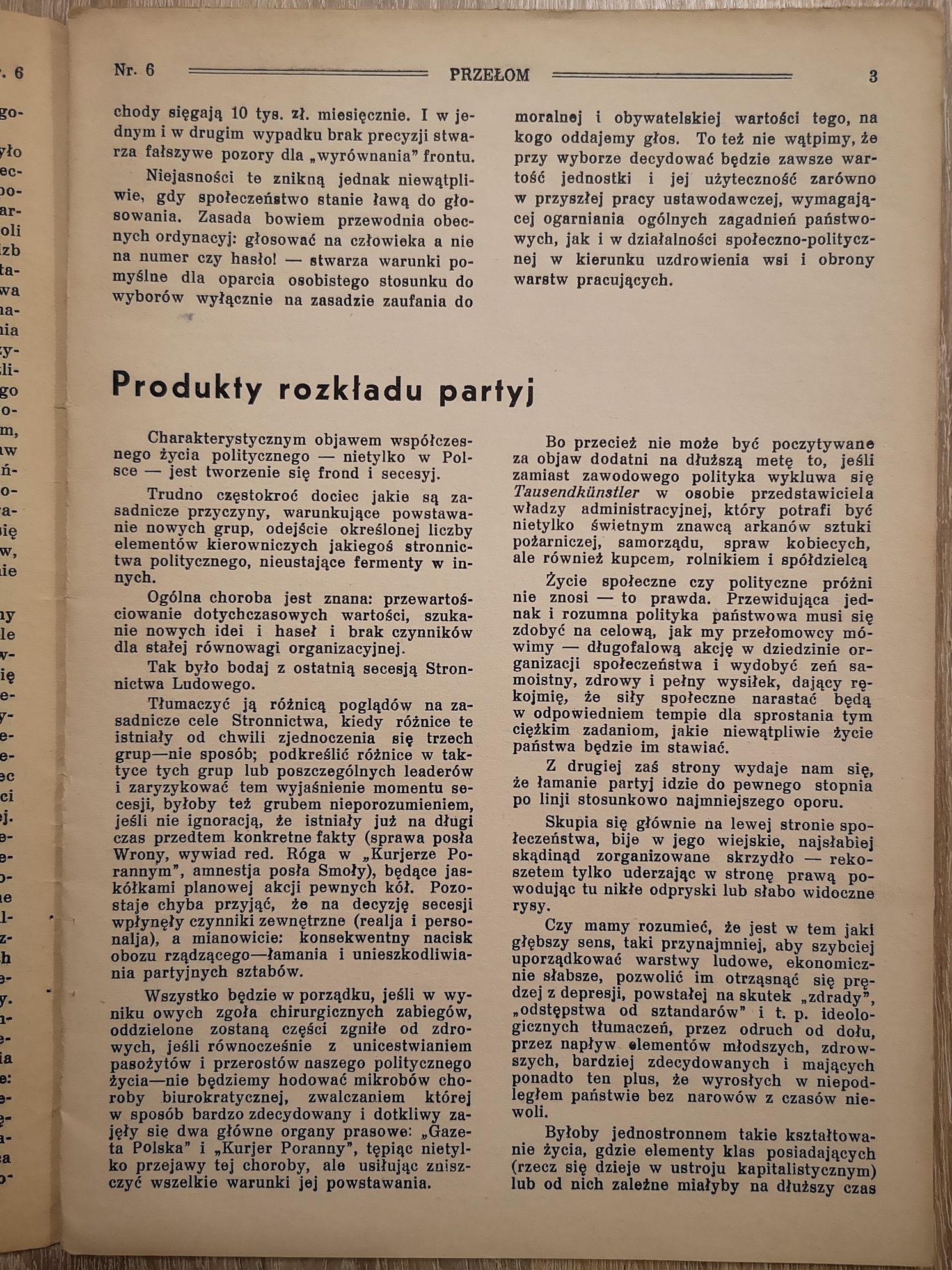 Przełom dwutygodnik 1935r Warszawa