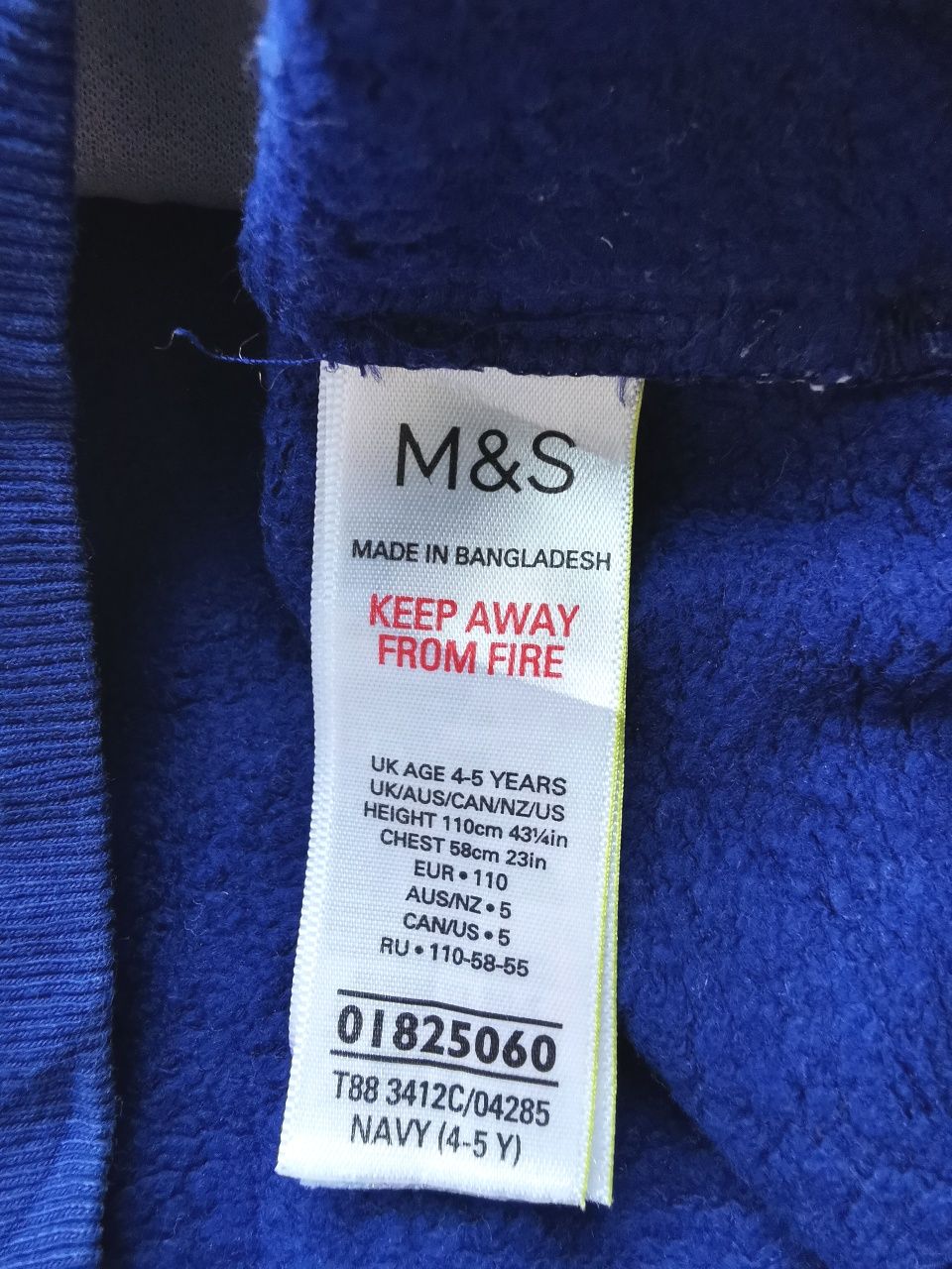 M&S niebieska bluza z liskiem, rozmiar 110 cm