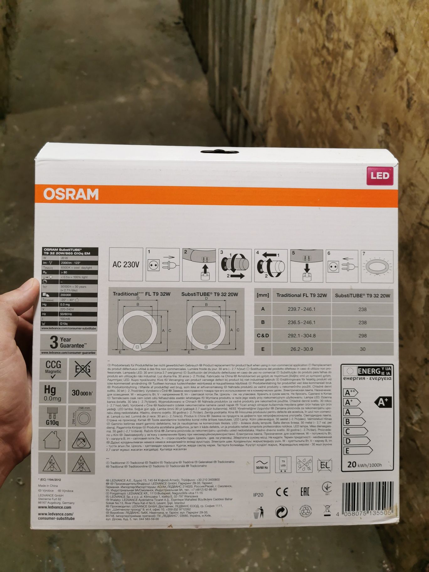 Osram Substitube T9 32 20W/865 G10q EM LED 2000lm Cool Daylight