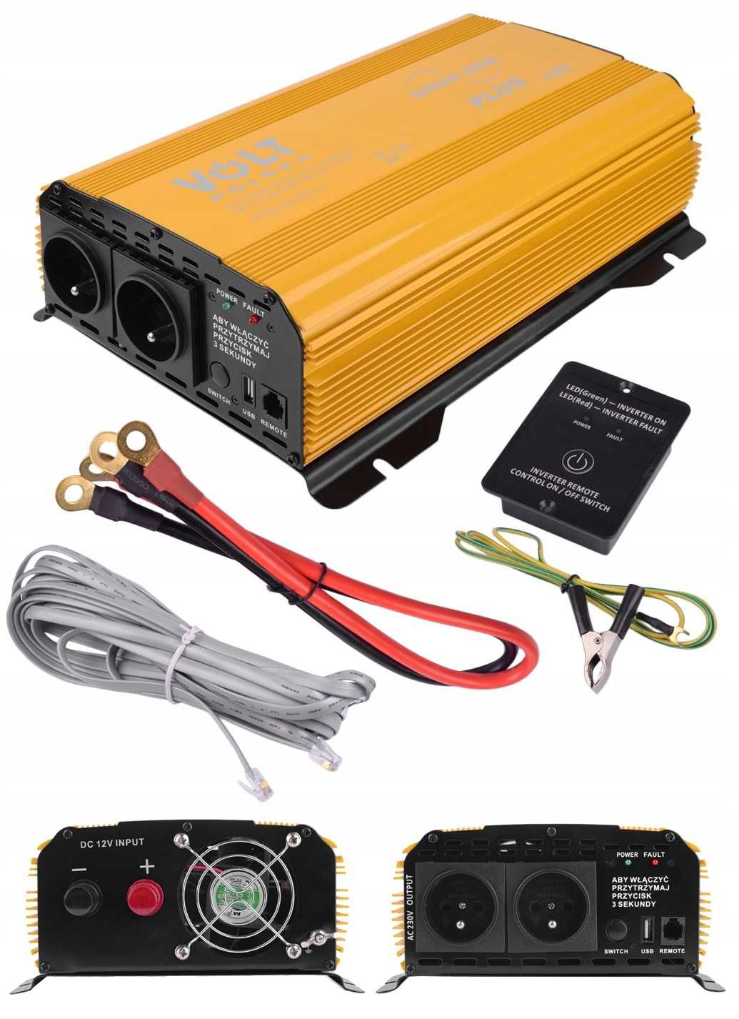 Przetwornica napięcia VOLT SINUS PLUS 12V/230V 1500W / 3000W + pilot