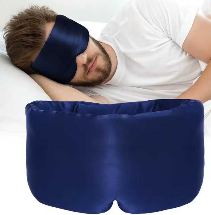 Maska na oczy do spania , jedwabna, granatowa, OLESILK