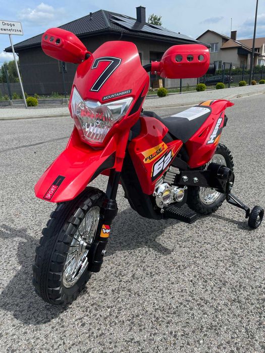 Motor Cross na akumulator Motorek Pomocnicze boczne kółka Dźwięki LED