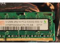 Placa de Memória p portátil DDR2 667MHZ 512Mb (2 módulos)