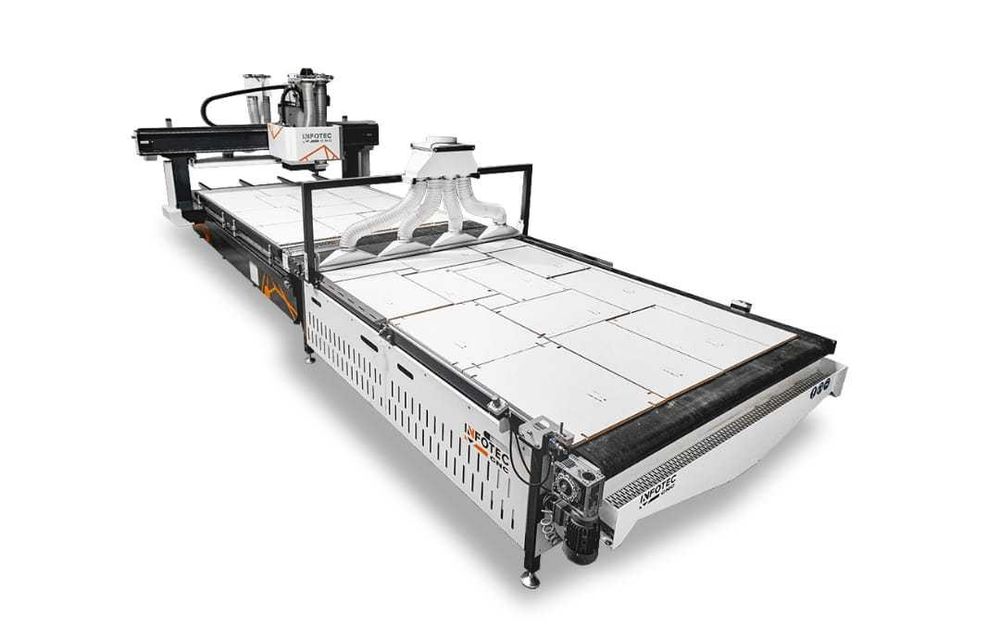 Centrum obróbcze CNC nesting INFOTEC EVO z wiertarka i stół odbiorczy
