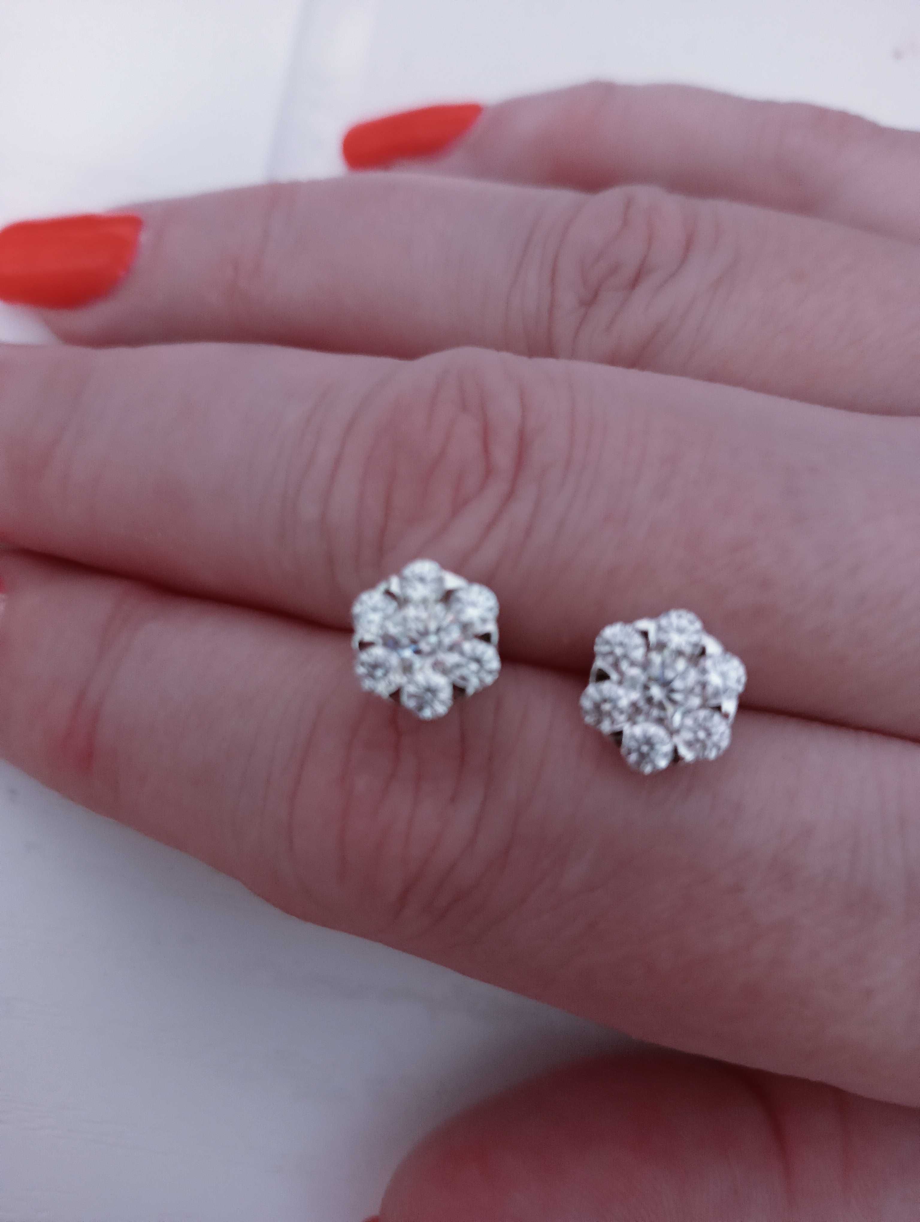 серьги пусеты бриллиантами муассанитами сербро 925gold Plated