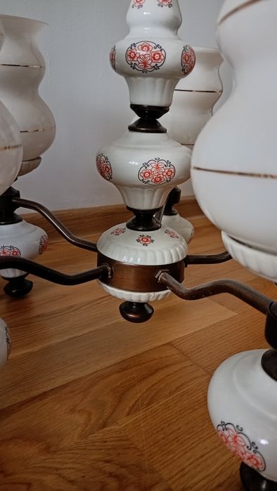 Żyrandol porcelanowy PRL Polam