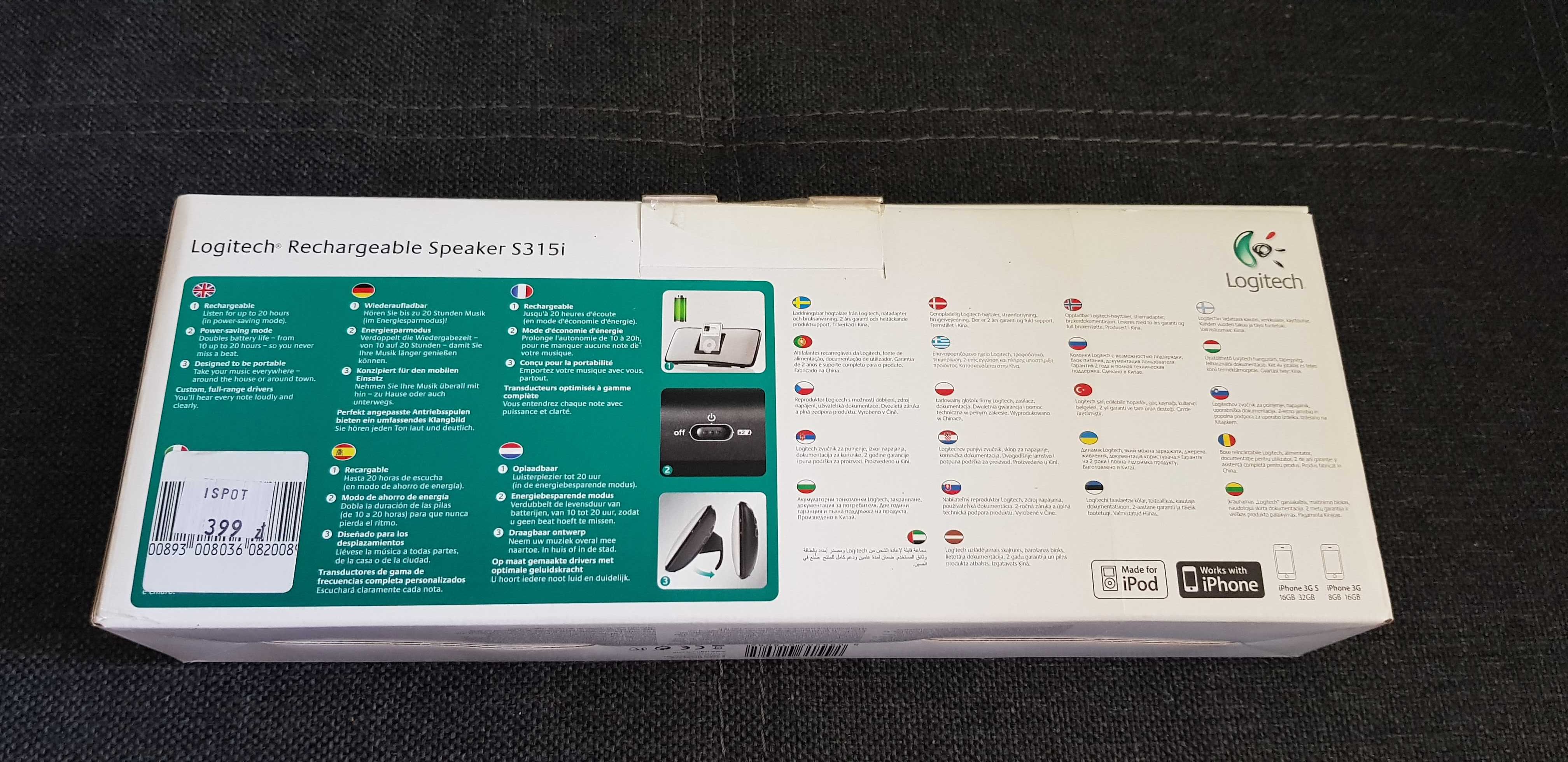 Logitech S315i Stacja Dokująca/Bezprzewodowy Glosnik do Iphona/Ipoda