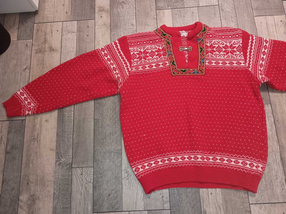 Sweter norweski 100% wełna męski rozmiar M / L