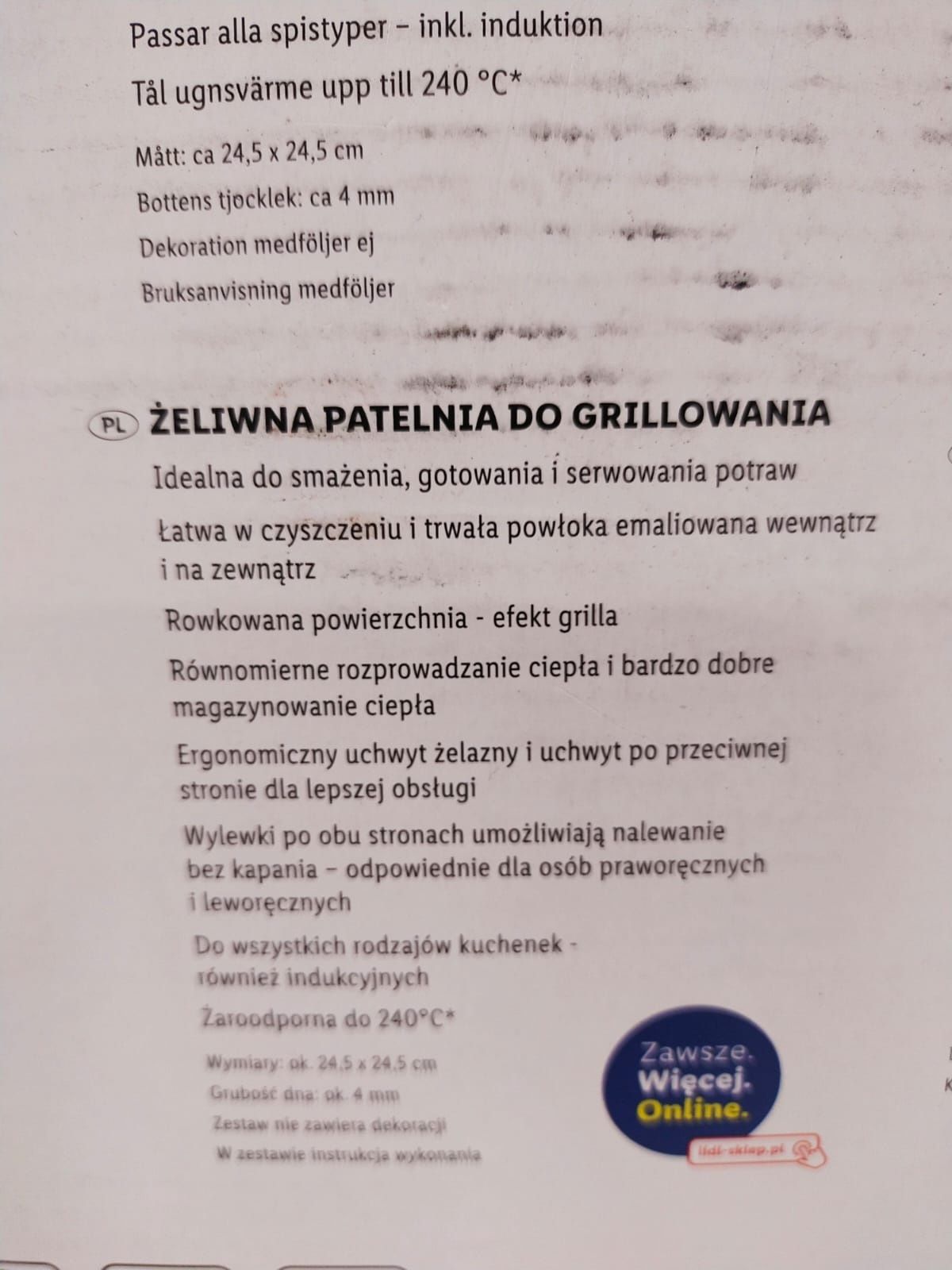 Żeliwna patelnia do grillowania Ernesto