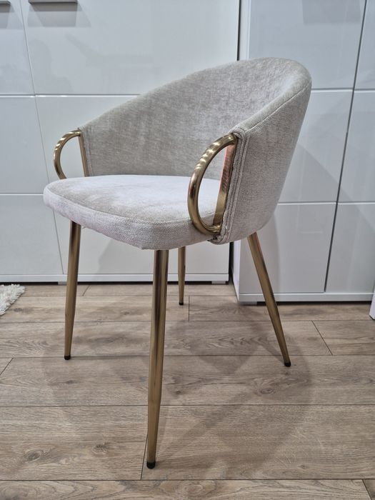 Krzesło clara fotel glamour złoto beż krem elegancja