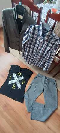 Paczka ubrań marynarka koszula t-shirt i spodnie